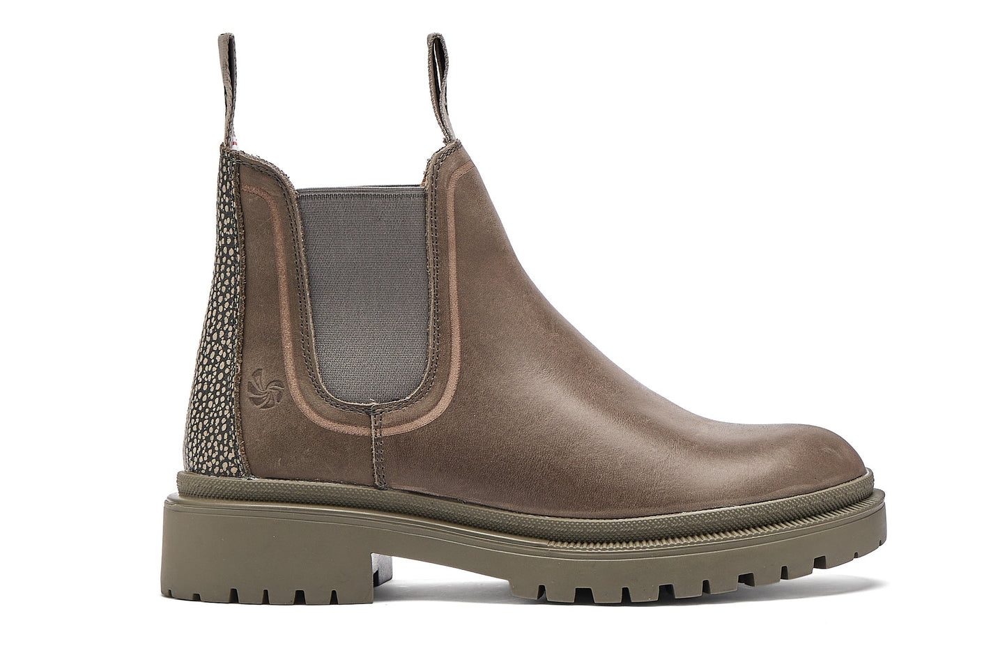 Grey Chelsea boot on a white background