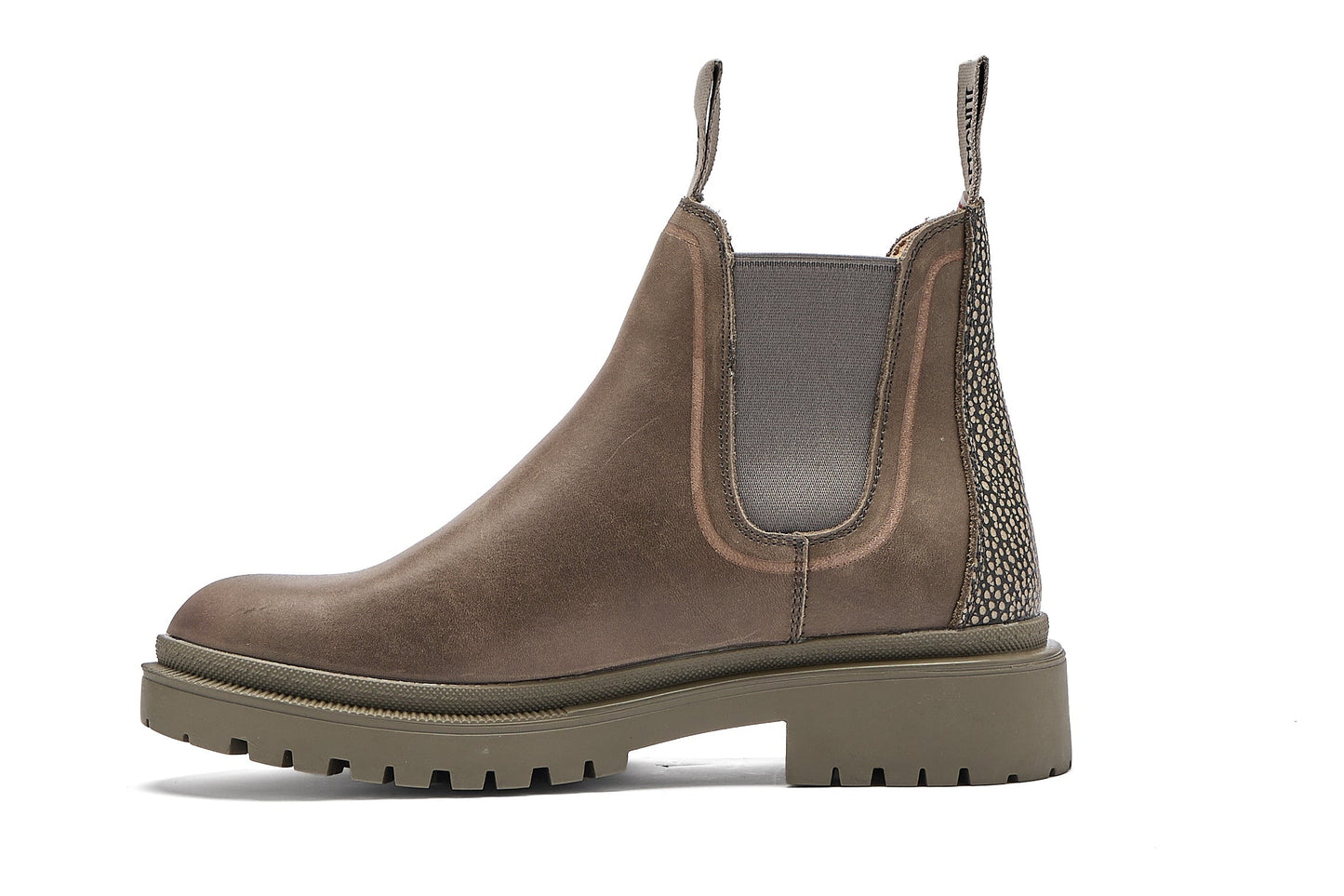 Grey Chelsea boot on a white background