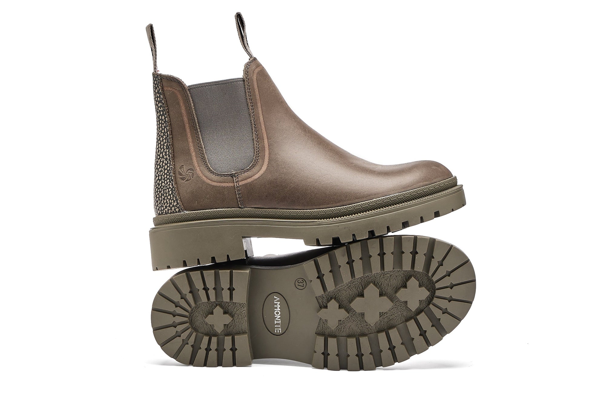 Grey Chelsea boot on a white background