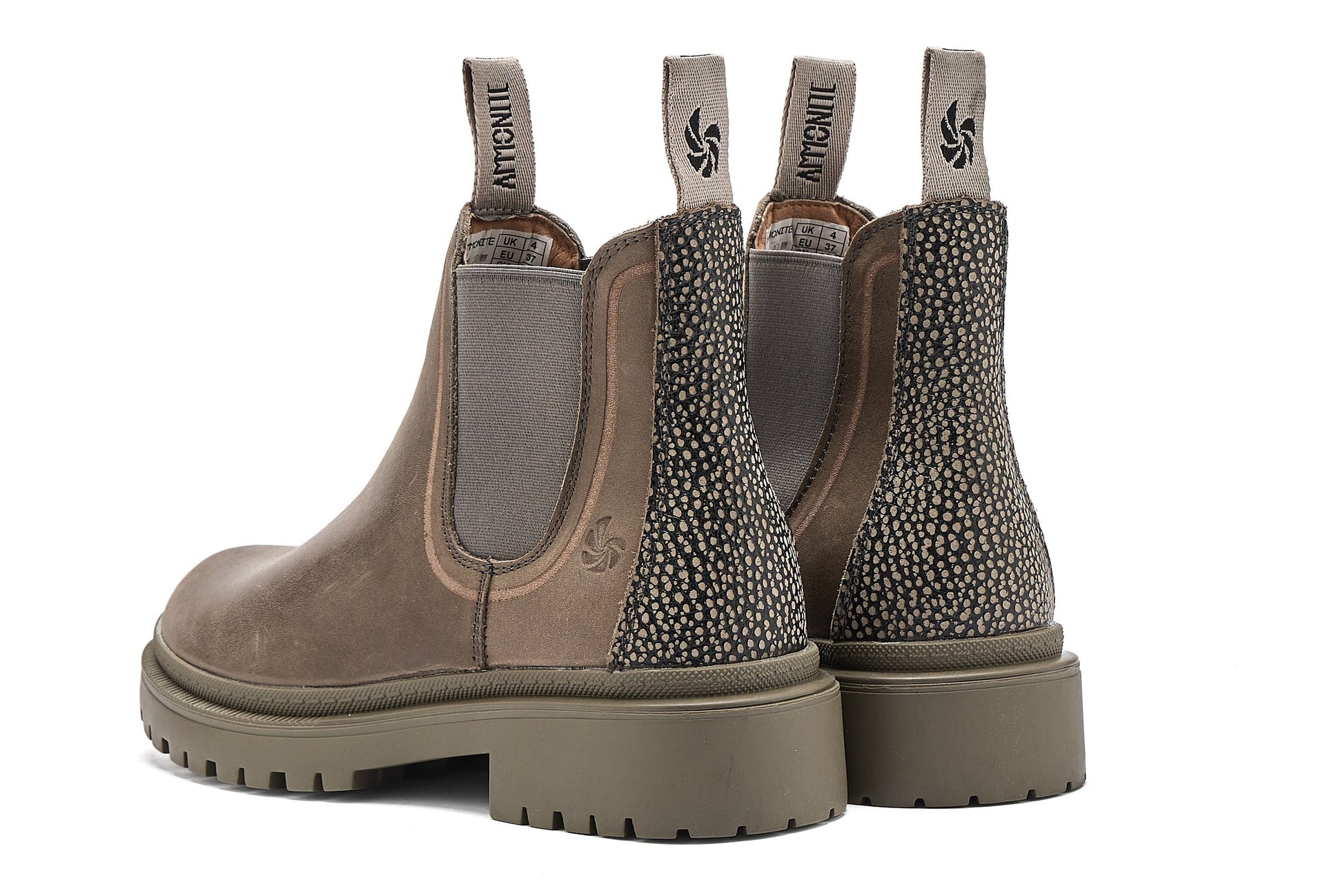 Pair of Grey Chelsea boots on a white background